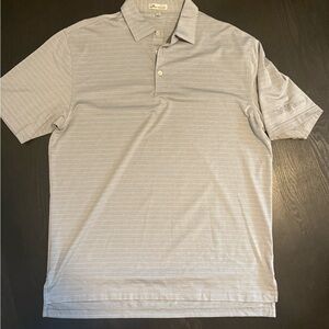 Peter Millar Summer Comfort Large Blue Gray Striped Polo Nucor Steel
